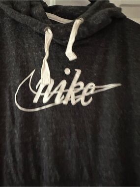 Nike Black Hoodie with White Logo and Drawstrings